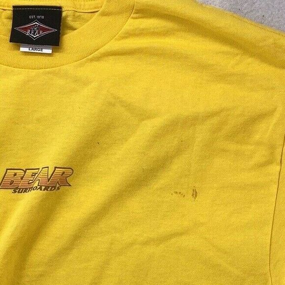 Bear Surfboards Shirt Men Size Medium North Shore Yellow1990's Graphic USA - Picture 9 of 11